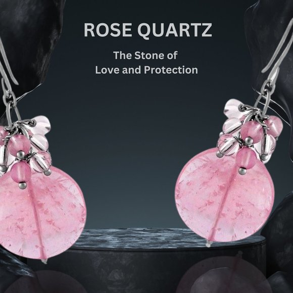 Pink Crystal Rose Quartz Sterling Silver Earrings Love Stone Healing Gemstone - Picture 2 of 8